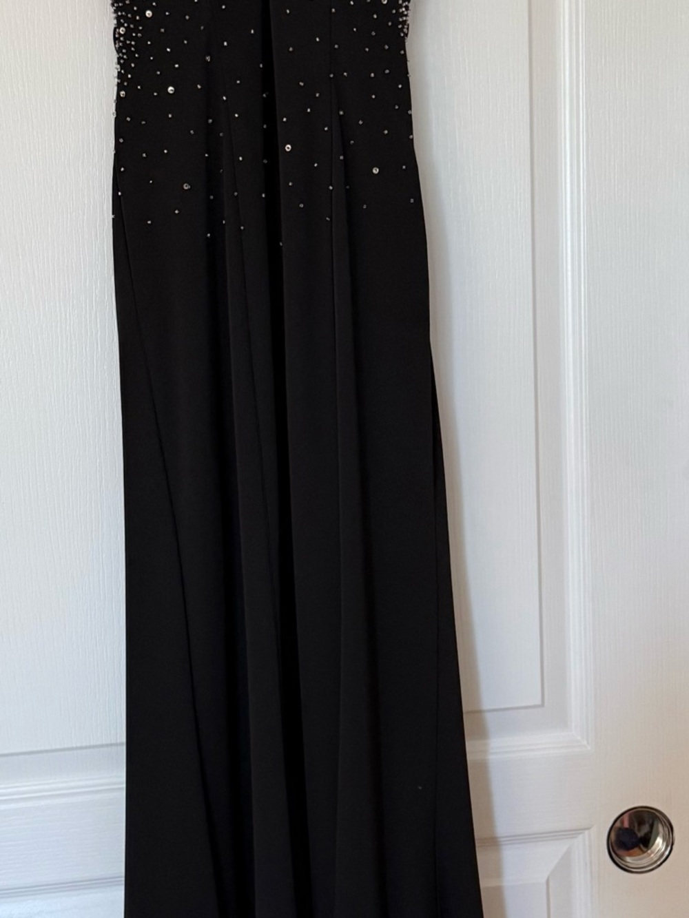 Niki Lavis Black Maxi Dress with Rhinestone Bodice